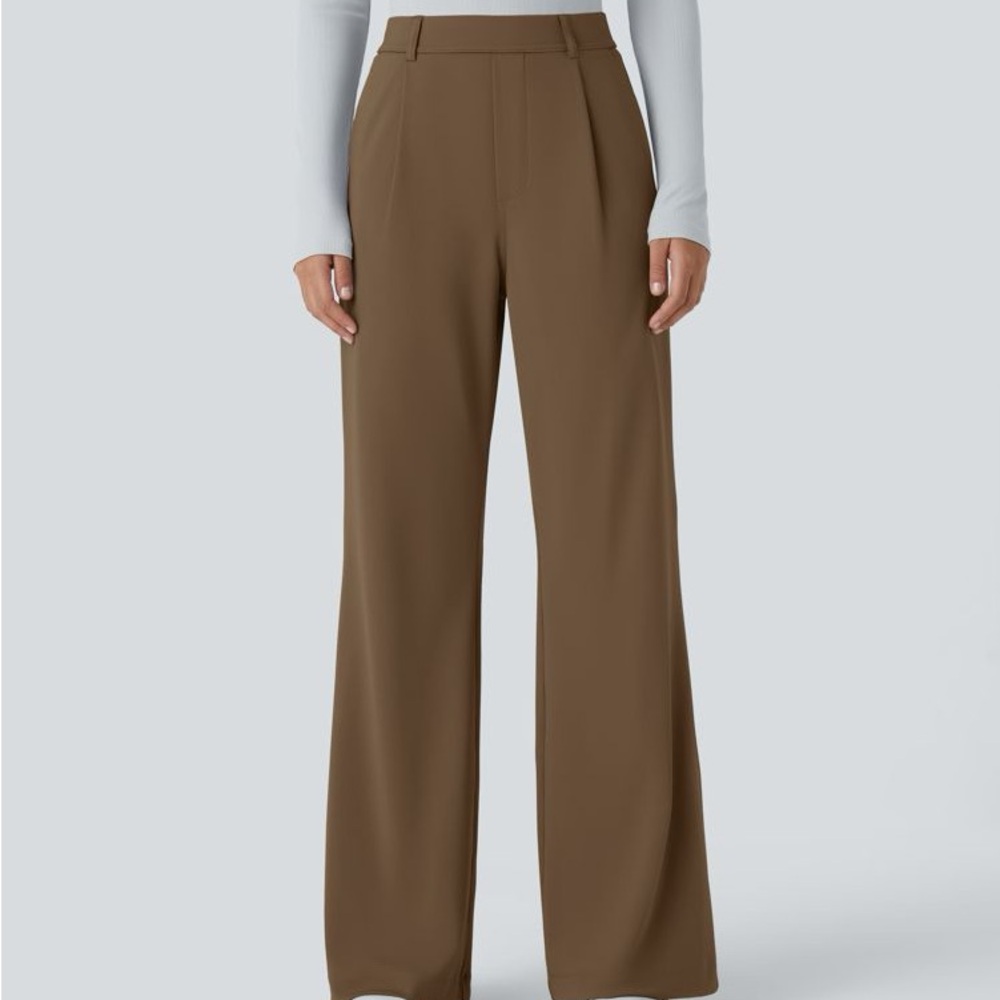 HALARA Wide Leg Pants in Brown